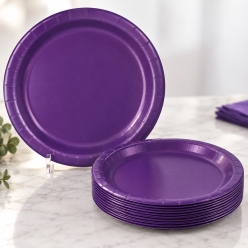 Deep Purple Round Dessert Plates 8 Pack